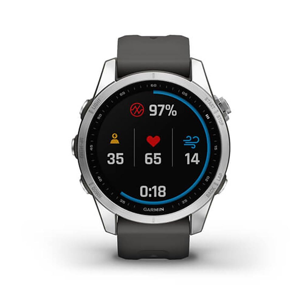 Garmin fēnix 7S - Reloj GPS multideporte con pantalla táctil y funciones superiores, frecuencia cardíaca, mapas y música, Gris Plata, 42 mm