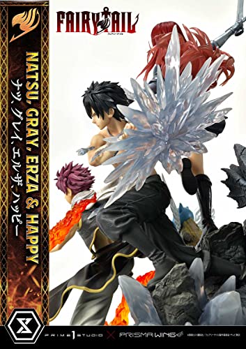 Prime 1 Studio Fairy Tail - Figura Decorativa de Natsu, Gris, Erza, Happy - Figura de Estatua de Lujo, versión 1/7, 57 cm