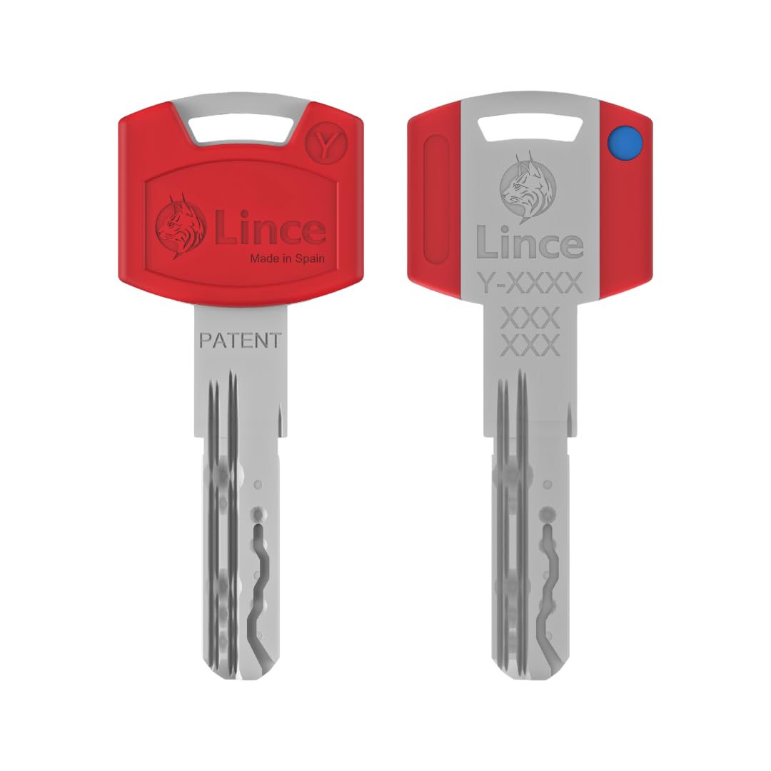 Cilindro de alta seguridad LINCE C7 L30+60, triple bloqueo patentado, anti-golpes, anti-rotura, función desbloqueable (antipánico), 5 llaves reversibles, certificado EN 1303:2016.