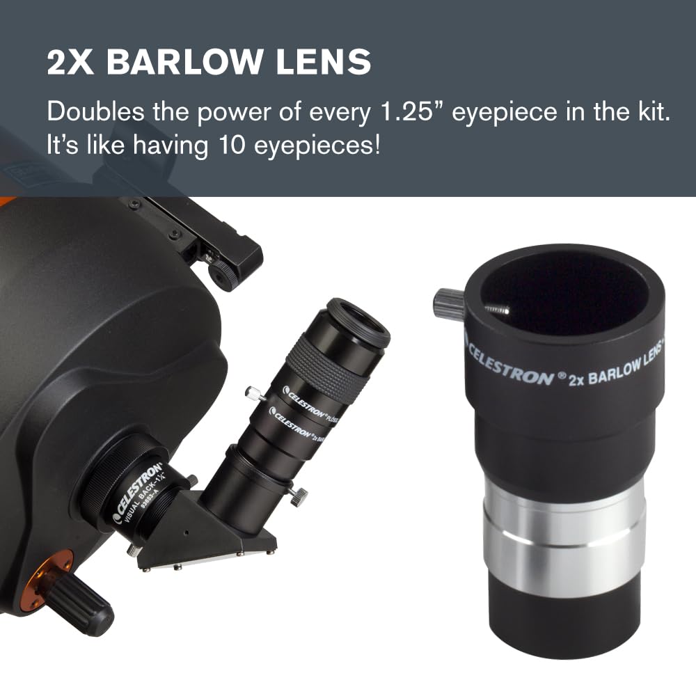 Celestron 94303 Kit Ocular y Filtro de 1.25 Pulgadas, Incluye 14 Piezas en Funda de Transporte con Revestimiento de Espuma metálica, Plateado