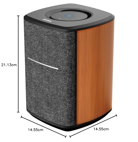 Edifier MS50A - Altavoz Samrt WiFi Multiroom con Bluetooth y función estéreo inalámbrica, Funciona con Amazon Alexa, Apple AirPlay 2, Spotify, etc., Color marrón