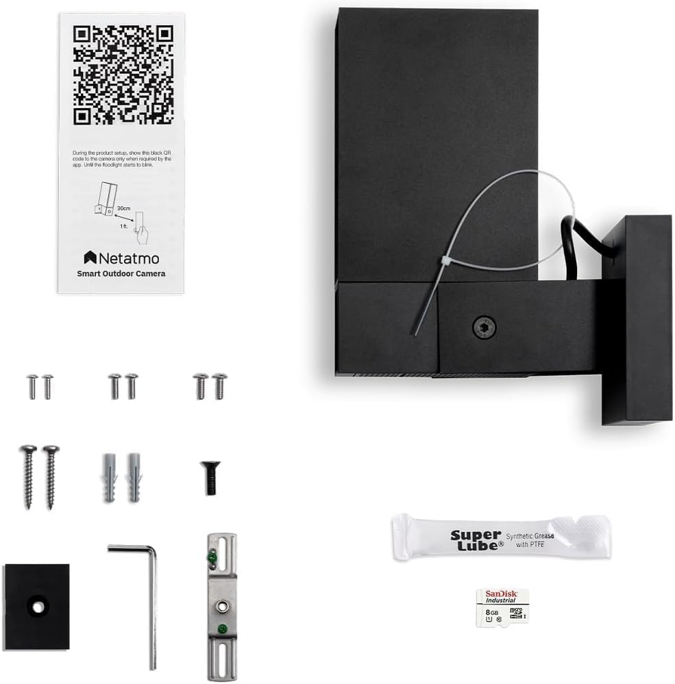 Netatmo Cámara de Seguridad Exterior WiFi Foco 12W, Video HD 1080p, Detección Inteligente de Personas, Animales y Vehículos, Visión Nocturna y Almacenamiento Sin Costo - NOC01-AMZ