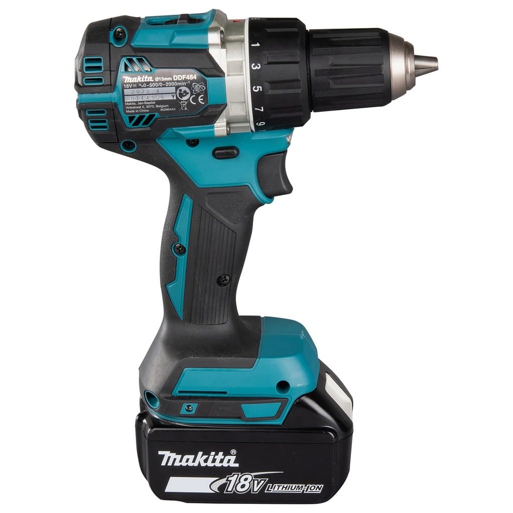 Makita DDF484RT3J drill Negro, Azul, Plata 2000 RPM 1,8 kg - Taladro eléctrico (2000 RPM, 1,3 cm, 3,8 cm, 54 Nm, 30 Nm, 2,5 m/s²)