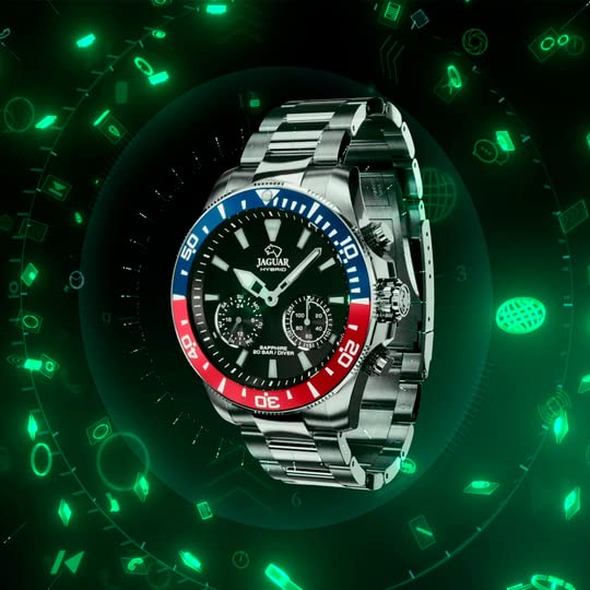JAGUAR Reloj Modelo J888/4 de la colección Connected, Caja de 45,7 mm Negro con Correa de Acero para Caballero