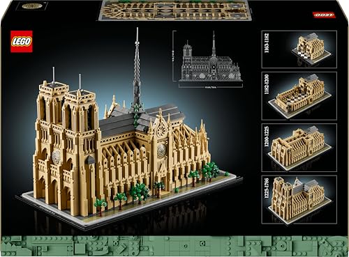 LEGO Architecture Notre Dame de París Maquetas para Construir para Adultos, Set de Arquitectura de Catedral, Recuerdo de Historia de Francia, Regalo para Hombres, Mujeres, Padres y Madres 21061