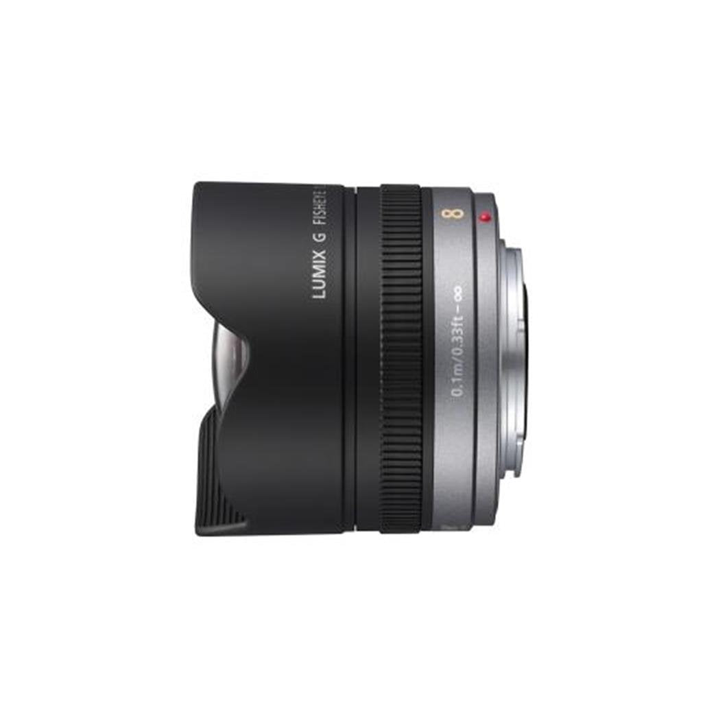 Panasonic LUMIX H-F008 - Objetivo Ojo de pez para cámaras de montura M4/3 (Focal 8 mm, F3.5, Lente Extra-Low dispersion), negro