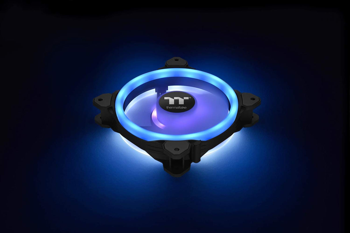 Thermaltake Riing Trio 14 LED RGB TT - Pack de 3 Ventiladores para PC, Color Negro