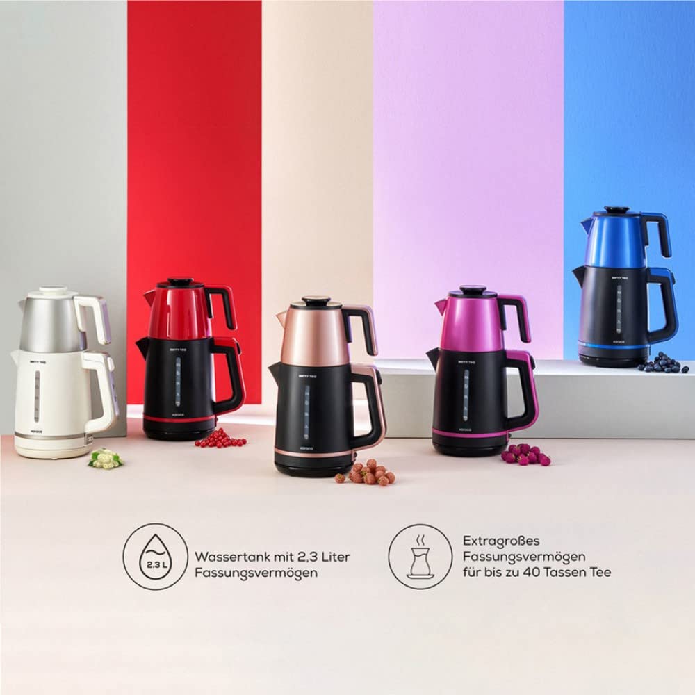 Karaca Berry Tea Xl Cay Maker Mulberry 1700 W con tetera de acero y hervidor Mulberry Hervidor de té, Tetera tradicional turca