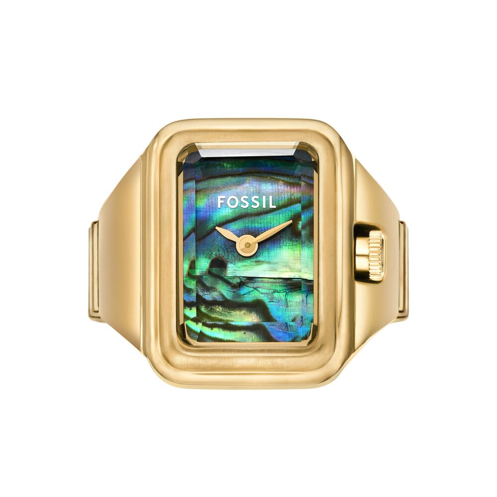 Fossil Reloj Raquel para Mujer, Movimiento de Cuarzo a Dos Agujas con Correa de Acero Inoxidable, Tono Dorado y Verde Azulado