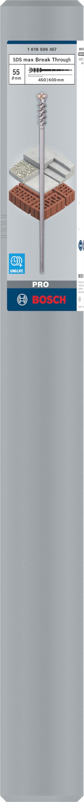 Bosch Professional Broca para martillo perforador SDS max-9 Break Through (para hormigón, Ø 55 mm, accesorio para martillo perforador)