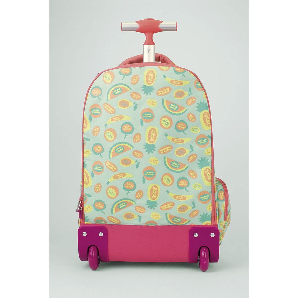 MILAN® Mochila con ruedas 6 cremalleras (25 l) serie especial Frutikis, verde y naranja