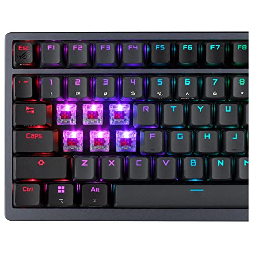 ASUS ROG Azoth - Teclado Mecanico Gaming 75%, Cubierta Metálica, Switch ROG NX Red lubricados, ABS, Kit de Lubricado, IR, BT y USB-C, Pantalla OLED, Tres Alturas y Compatible con Mac - QWERTY español