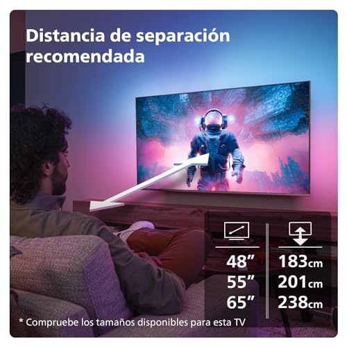Philips Ambilight 55OLED769: Smart TV 4K OLED - Pantalla de 55 Pulgadas con P5 AI Picture, Titan OS, Dolby Vision y Dolby Atmos Sound, Funciona con Alexa y Asistente de Google - Marco Metálico