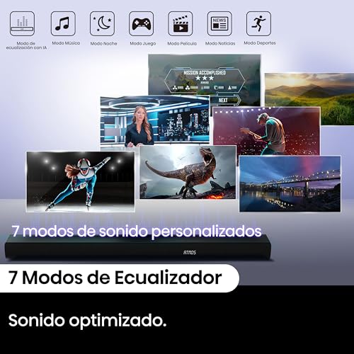 Hisense AX5100Q - Barra de Sonido 5.1, 580W, 8 Altavoces, Subwoofer y Altavoces Traseros Semi-Inalámbricos, Dolby Atmos, Hi-Concerto, HDMI eARC, Bluetooth 5.3, Ez Play