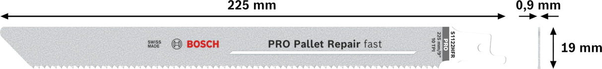 Bosch PRO Pallet S1122HFR - Hoja de sierra sable (100 unidades, para acero, madera con clavos, longitud 225 mm, accesorio profesional de sierra sable)