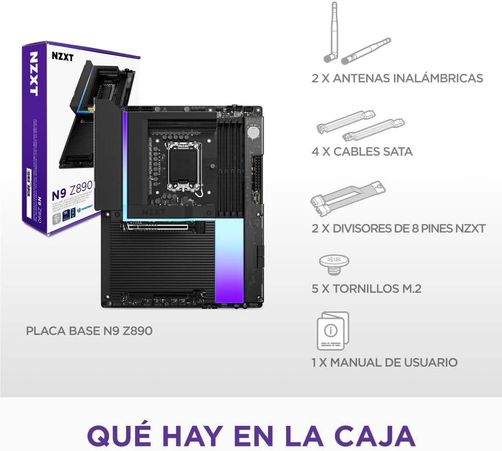 NZXT N9 Z890 Gaming Motherboard - Intel Z890 LGA 1851 ATX for Core Ultra (Series 2) - 20+1+1, DDR5, 5X M.2, PCIe 5.0, Wi-Fi 7, 5GbE, Thunderbolt 4 - RGB, Full Metal Housing - Black