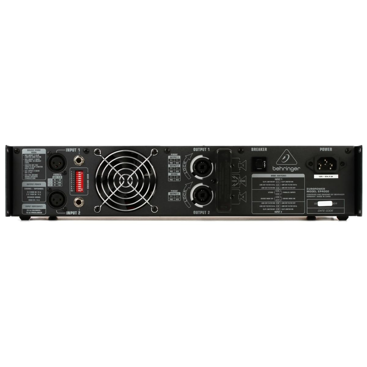 Behringer EUROPOWER EP4000 Amplificador de potencia estéreo profesional de 4000 vatios con tecnología ATR (respuesta transitoria acelerada)