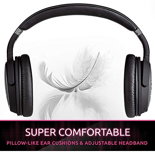 Smpl Auriculares Inalámbricos con Cancelación de Ruido - Cascos Bluetooth con micrófono, 16h de batería, para trabajo/viajes/ordenador/teléfono/TV - Negro, Talla única