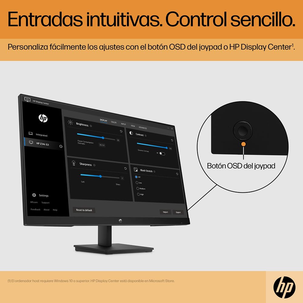 HP V27i G5 Monitor de 27" FHD 16:9, Antirreflejo, Panel IPS 75Hz, Tiempo de Respuesta 5 ms, Inclinable, VESA 10x10 cm, AMD FreeSync, 250 Nits, Low Blue Light, Negro