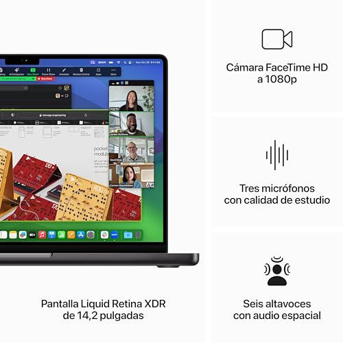 Apple 2023 MacBook Pro Portátil con Chip M3 Pro: CPU de 11 núcleos, GPU de 14 núcleos, Pantalla Liquid Retina XDR de 14,2 Pulgadas, 18 GB de Memoria unificada, 512 GB de SSD, Negro Espacial