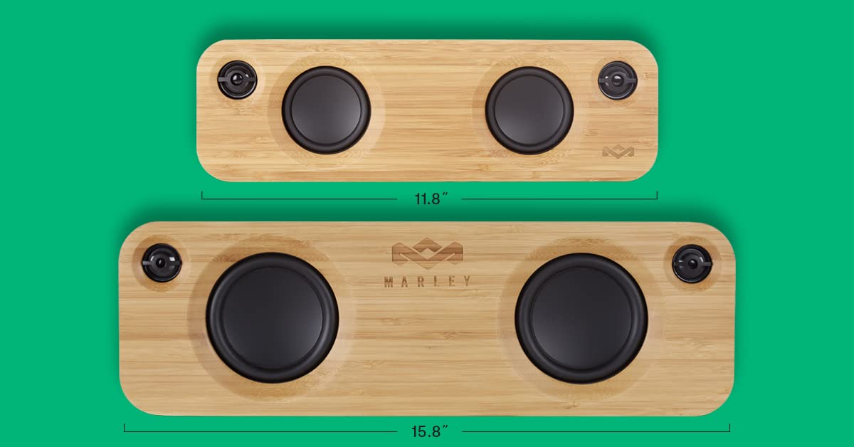 Marley Get Together Altavoz Portátil con Bluetooth - Parlante Inalámbrico con Entrada Auxiliar, USB, Woofers, Materiales Sustentables, Bambú, Tela REWIND, Aluminio Reciclado – Negro