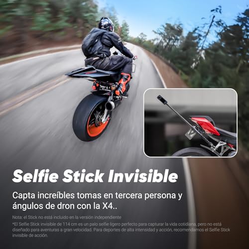 Insta360 X4 Paquete de Creador - Cámara de acción Impermeable 8K 360, Vídeo 4K Gran Angular, Selfie Stick Invisible, Protectores de Lente Extraíbles, 135 Min Batería, Edición IA, Estabilización