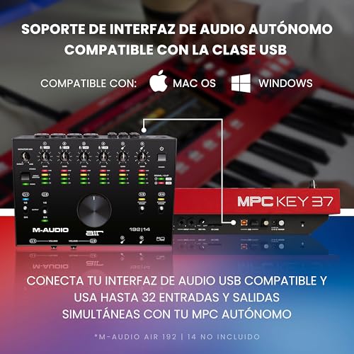 AKAI Professional MPC Key 37 - Centro de producción autónomo caja de ritmos, teclado MIDI, sintetizador con wifi, Bluetooth, pantalla táctil, plugins
