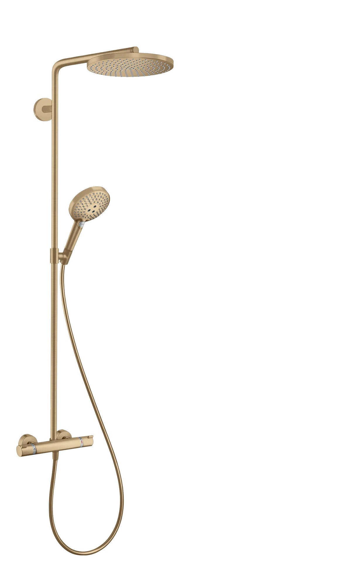 Hansgrohe Raindance Select S Sistema de ducha con termostato 240 1 tipo de chorro PowderRain, bronce cepillado, 27633140