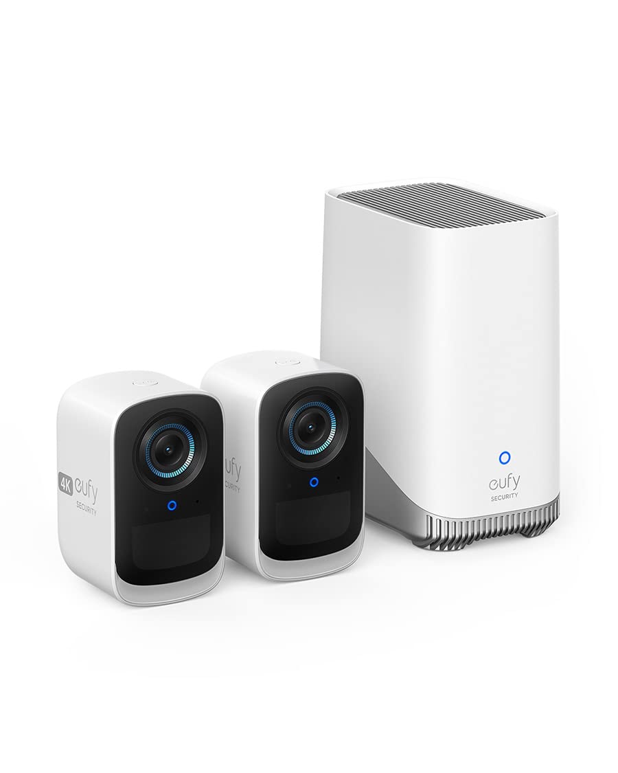 eufy Security eufyCam S300(eufyCam 3C) Camara vigilancia WiFi Exterior, Camara de vigilancia Exterior,180 días de duración de la batería, 4K resolución, sin cuotas mensuales, Conjunto de Dos cámaras