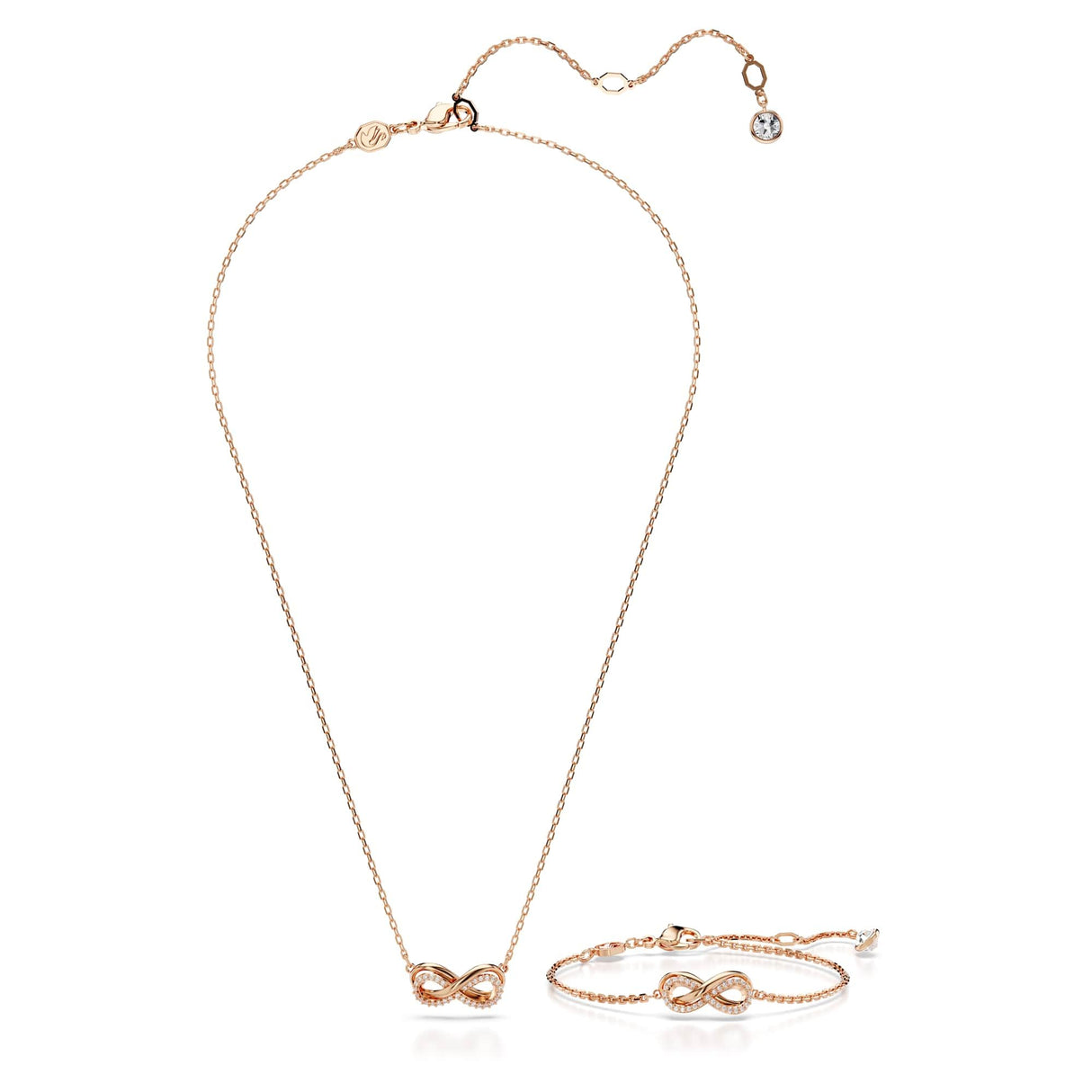 Swarovski Conjunto Hyperbola, Símbolo del infinito, Blanco, Baño tono oro rosa