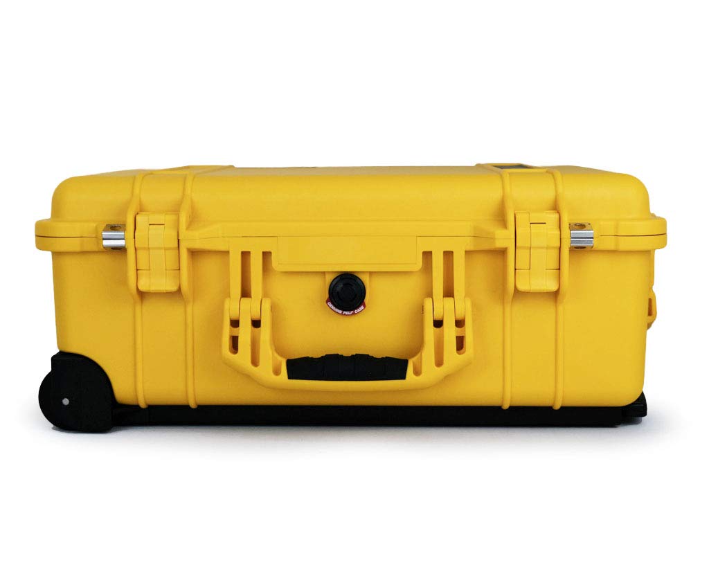 Peli 1510 Maleta rugerizada con asa Extensible y Ruedas de Alto Rendimiento, IP67 estanca e Impermeable al Polvo, 27L de Capacidad, Fabricada en Alemania, con Espuma, Color Amarillo (1510-000-240E)