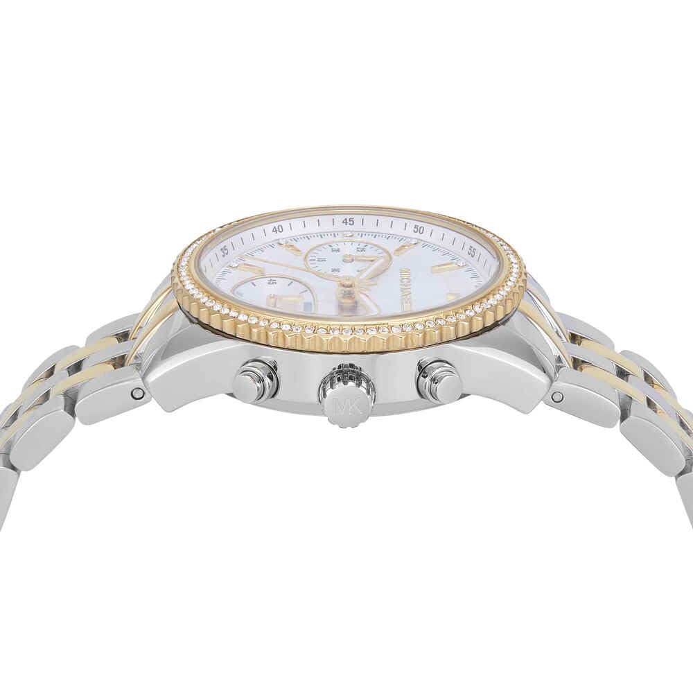 Michael Kors Reloj Bryant para Mujer, Movimiento cronógrafo de Cuarzo de 35 mm con Correa de Acero Inoxidable, 35 mm, Plateado y Dorado