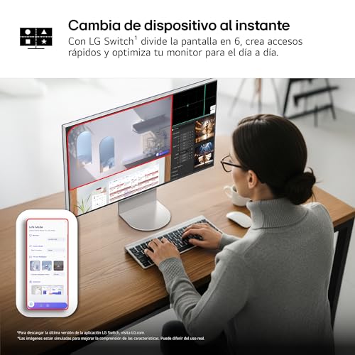LG 32U990A-S - Monitor Ultrafine 6K, 31,5'', (6144 x 3456), IPS Black 16:9, HDR10, Display HDR600, 450 nits, 60Hz, Super Resolution+, Black Stabilizer, HDMI 2.1, Inclinación/Altura/Pivote, Plata