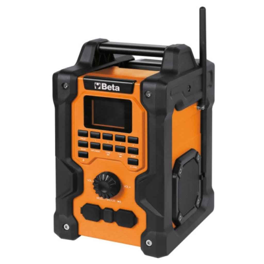 Beta 1989RCB – Radio de obra de 20 V, radio digital DAB/FM, Bluetooth 5.3, IP54, altavoces estéreo de 16 W, alimentación por batería o cable