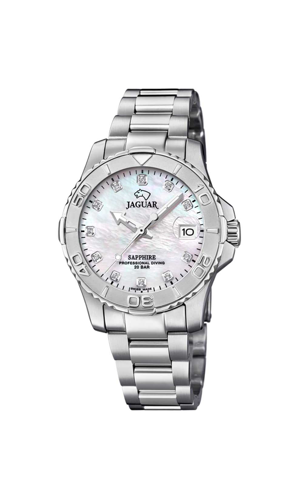 Reloj Jaguar para Mujer J870/1 Couples Diver Caja de Acero Inoxidable 316l Plateado Correa de Acero Inoxidable 316l Plateado