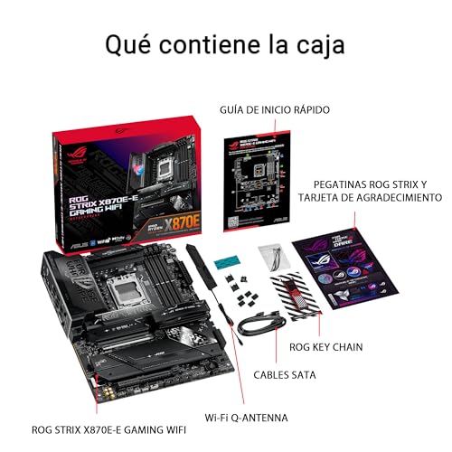 ASUS ROG Strix X870E-E Gaming WiFi - Placa Base AMD ATX, 18+2+2 etapas de Potencia, DDR5, 5X M.2, PCIe 5.0 Compatible con GPU de última generación, WiFi 7, USB 20G con PD 3.0 de hasta 30 W