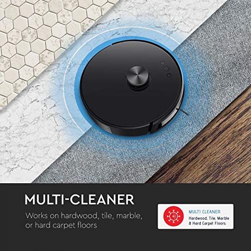 V-TAC Aspirador giroscópico Robotizado de Carga automática Compatible con Amazon Alexa y Google Home, Color Negro