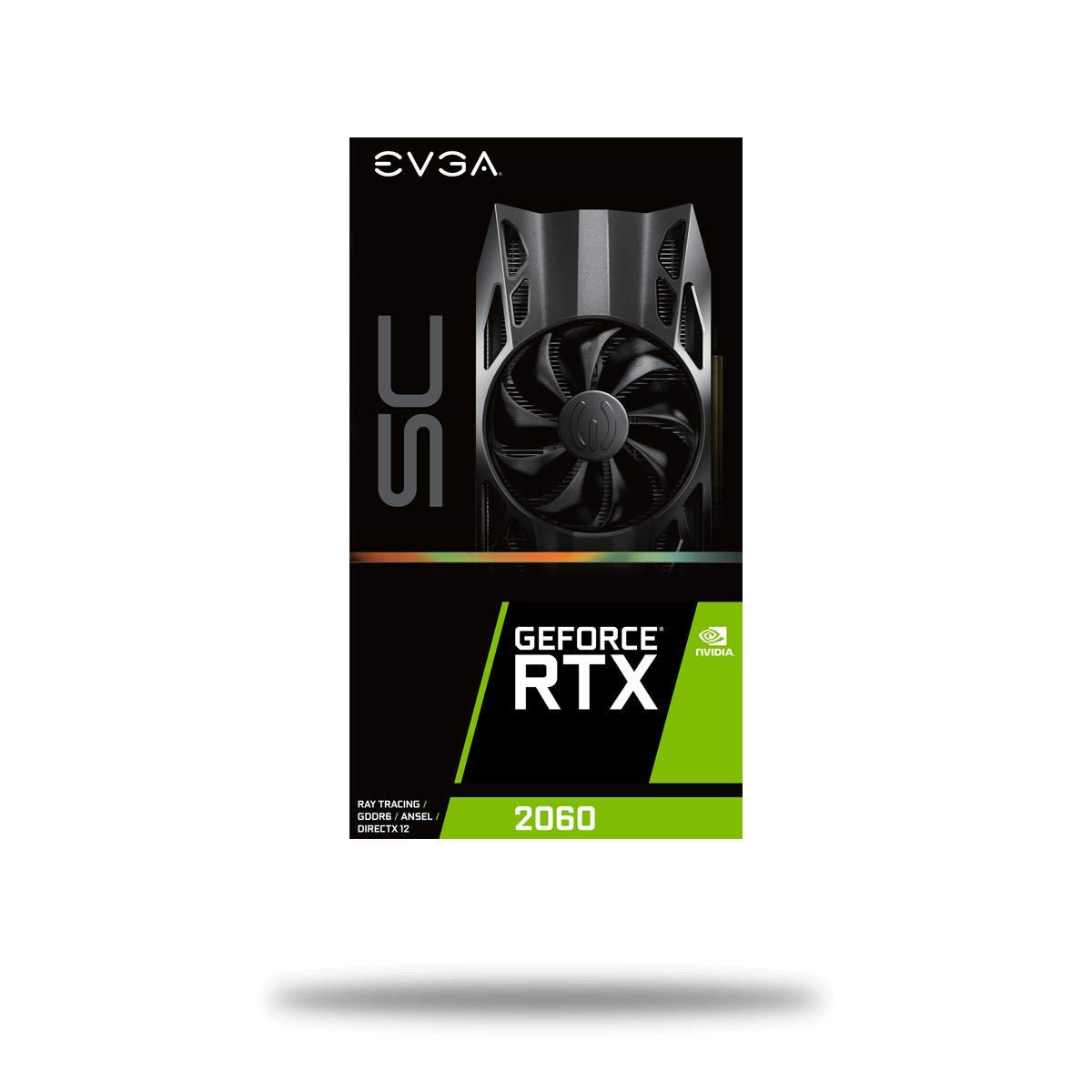 EVGA GeForce RTX 2060 SC, OVERCLOCKED, 2.75 Slot Extreme Cool, 70C Gaming, 06G-P4-2062-KR, 6GB GDDR6, Color Negro