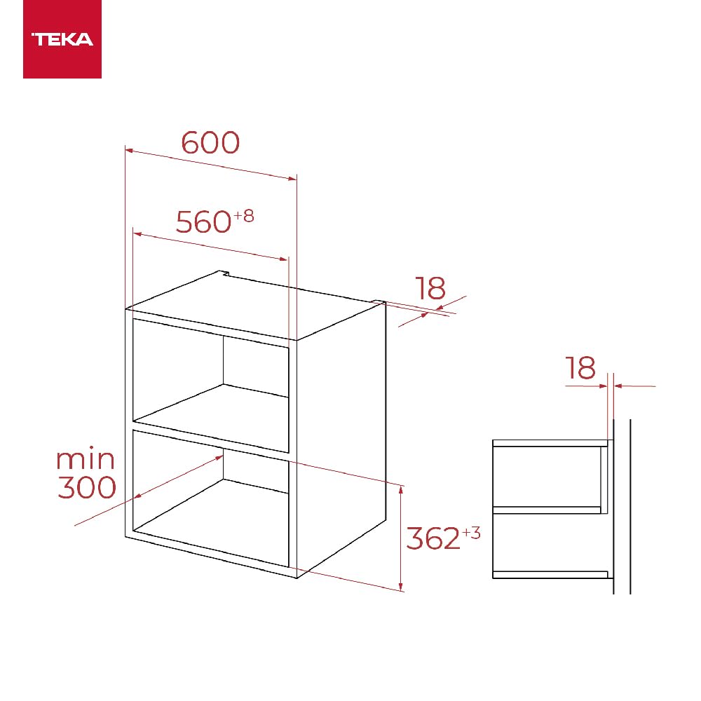 TEKA Microondas Integrable, Capacidad 20 L, 5 Niveles de Potencia, 800 W, Cristal Negro, Plato Giratorio 25,5 cm, Modelo ML 820 FI BK