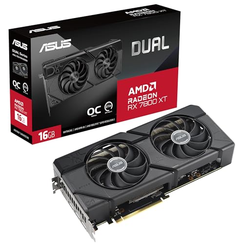 ASUS Dual Radeon RX 7800 XT OC Edition 16GB GDDR6 - Tarjeta gráfica (AMD RDNA 3, PCIe 4.0, 16GB de Memoria GDDR6, HDMI 2.1, DisplayPort 2.1)