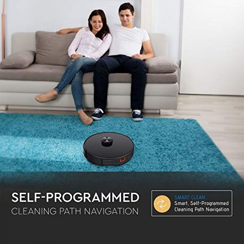 V-TAC Aspirador giroscópico Robotizado de Carga automática Compatible con Amazon Alexa y Google Home, Color Negro