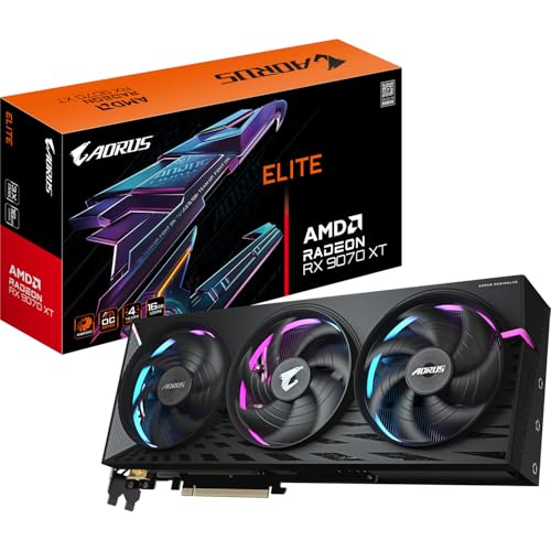 Gigabyte AORUS Radeon RX 9070 XT Elite 16G Tarjeta Gráfica - 16GB GDDR6, 256 bits, PCI-E 5.0, 3100 MHz Frecuencia Base, 2 x DisplayPort, 2 x HDMI, GV-R9070XTAORUS E-16GD