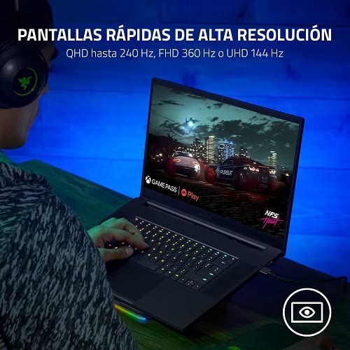 Razer Blade PC Portátil 17'' QHD 240 Hz 3ms - Intel i7 12800H RTX3070Ti 8GB - 150W - 16Gb RAM DDR5 4800 MHz 1TB PCIE 4.0 SSD, Teclado QWERTY español - Windows 11