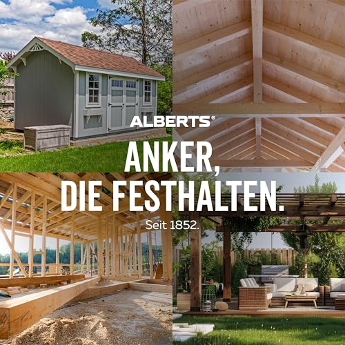 Alberts 836467 Anclaje de correa de cabrio, uso universal, galvanizado sendzimir, 33 x 33 x 250 mm, Juego de 100