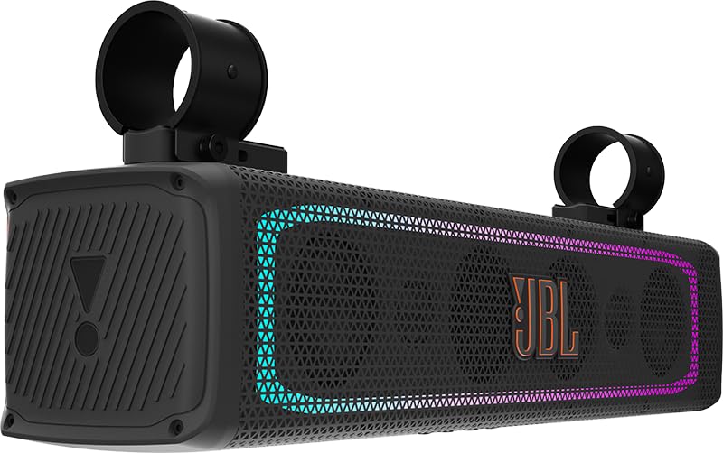 JBL Altavoz RallyBar de 21" - Barra de Sonido Bluetooth Exterior para Vehículos y Barco Marino con 8 Altavoces Potente Resistentes al Agua, Amplificador de 150 W rms, Iluminación LED y Subwoofer