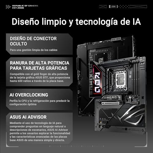 ASUS ROG Maximus Z890 Hero BTF - Placa Base Intel ATX, diseño de Conector Oculto, Ranura de Alta Potencia para gráfica, 22+1+2+2 etapas de Potencia, DDR5, PCIe 5.0 Compatible con GPU Next-Gen