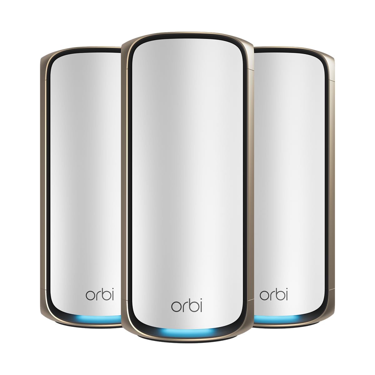 NETGEAR Orbi Mesh WiFi 7 de Banda cuádruple Orbi Serie 970 (RBE973S)|Router + 2 satélites|Cobertura de hasta 660 m2|200 Dispositivos|Puerto de Internet de 10 G, BE27000 ( 27 Gbps)