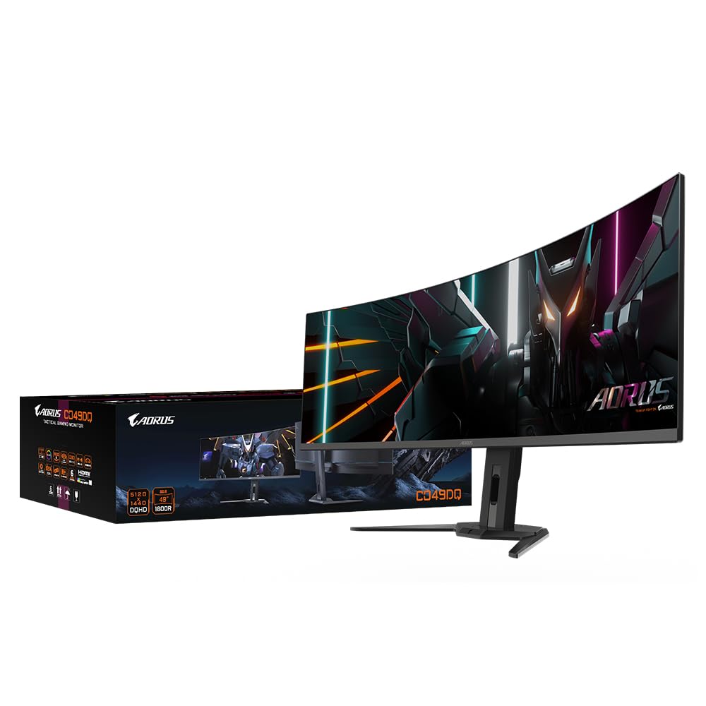 Gigabyte AORUS Monitor de Juegos Curvo CO49DQ OLED - 5120x1440 (DQHD), 1800R, 144Hz, 0.03ms, KVM, FreeSync Premium Pro, HDMI 2.1