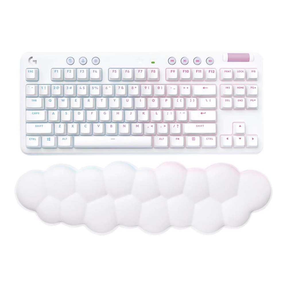 Logitech G715 Teclado Para Gaming Inalámbrico con Iluminación LIGHTSYNC RGB, LIGHTSPEED, Interruptores Táctiles y Reposamanos Para Teclado, Compatible con PC y Mac, Blanco Niebla - QWERTY Español