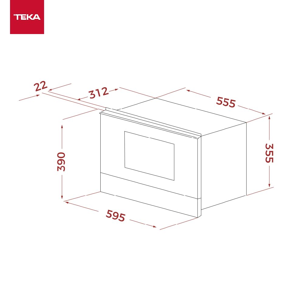 TEKA Microondas Integrable Mecánico, 22 L, 850 W, 5 Niveles de Potencia, Interior Acero Inoxidable con Base Cerámica, Temporizador 60 Min, Modelo MS 622 BI L S